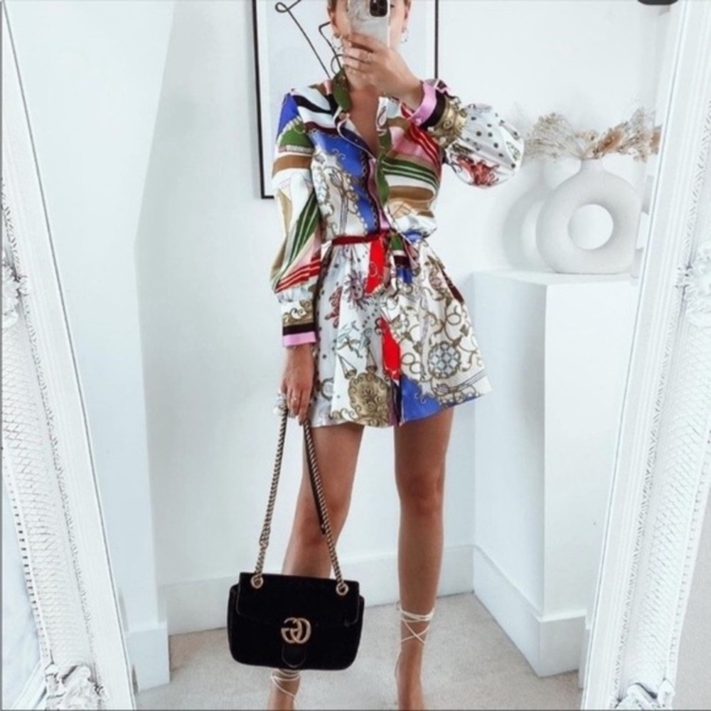 EUC Zara Gorgeous Print Tie Waist Dress - Picture 7 of 7